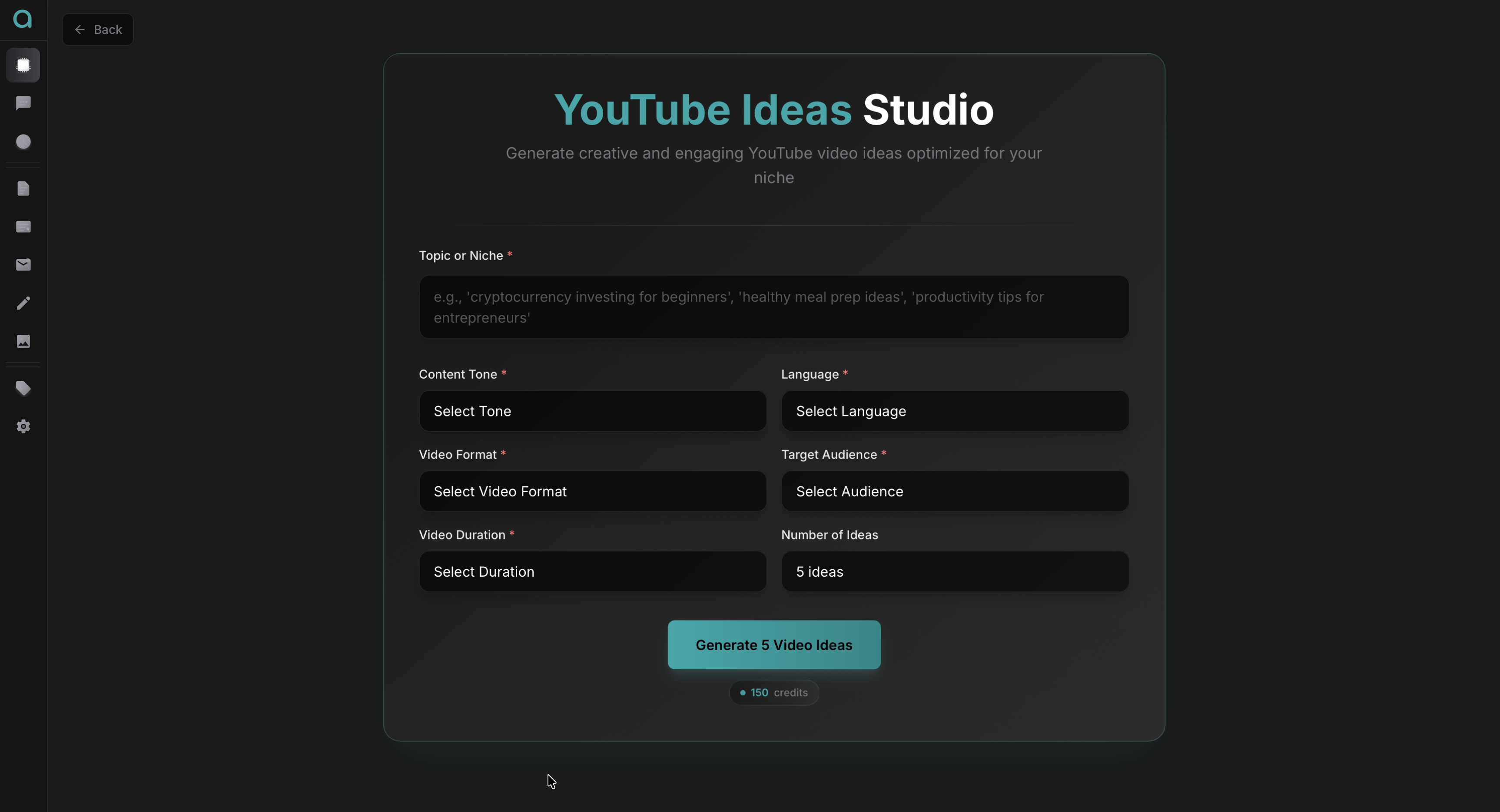 Podcast Idea Creator Interface - Generate Viral Podcast Ideas